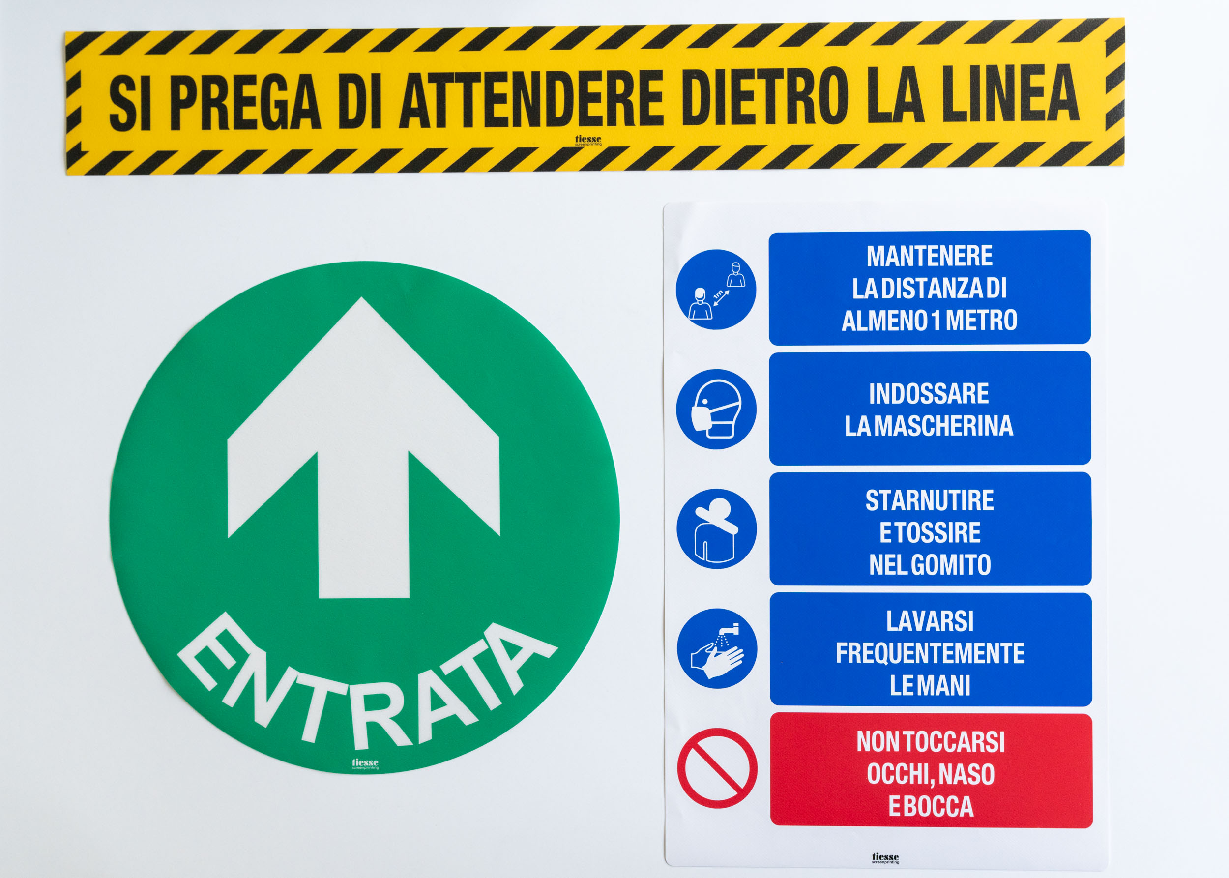 TIESSE - 6 Adesivi Divieto Di Accesso Persone Non Autorizzate - 140x60 Mm, Policarbonato Con Adesivo 3M - Fatti In Italia, UNI EN ISO 7010